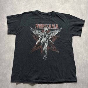 Nirvana In Utero Angel Graphic T-Shirt Mens Large Black Rock Band Tee